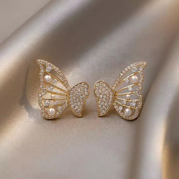 Jewelry - Gold Plated Butterfly Multi Way Stud Earrings